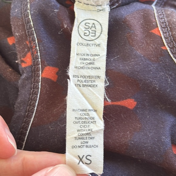 SAGE Collective navy blue orange leopard matching crop top leggings set size XS - Picture 9 of 9